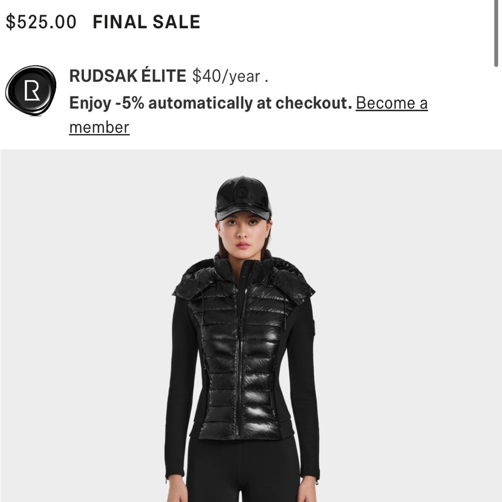 Rudsak women’s glossy down jacket size Sm